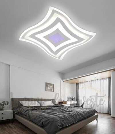 Plafoniera LED 154W Aladdin, LED inclus, 4 surse de iluminare, Telecomanda, Dimabil, Lumina: Cald, N